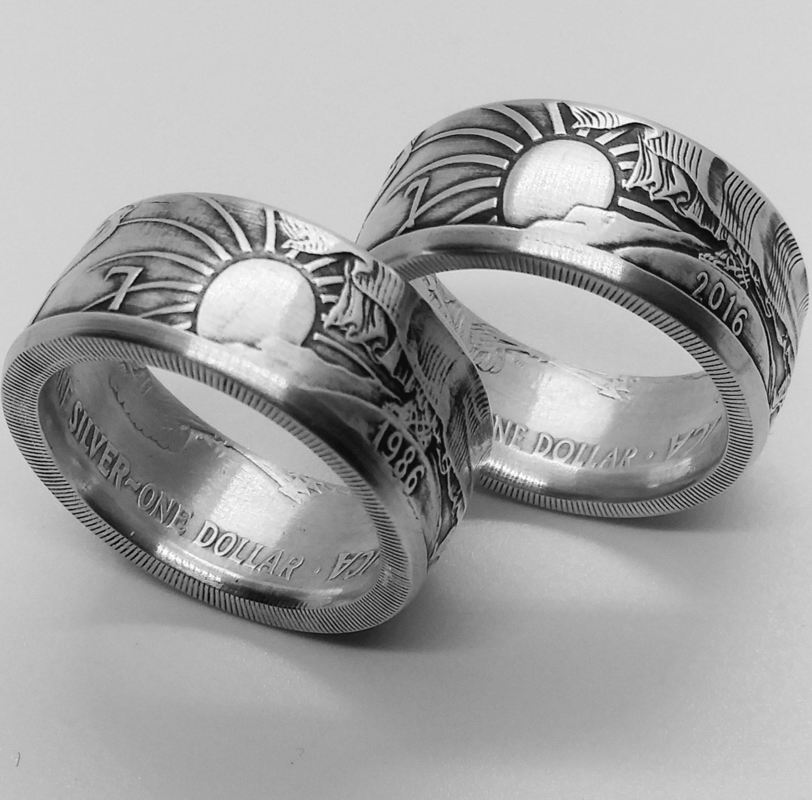 Silver eagle coin ring cheap